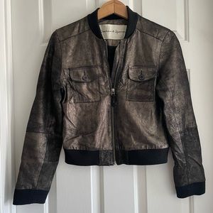 Bronze sparkly bomber jacket